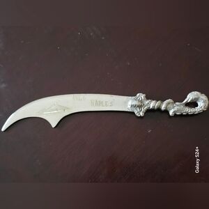 WWII GI poignard souvenir à ramener "Naples 1946" manche dragon orné Italie 8"